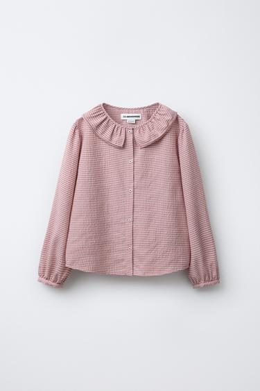 Zara Рубашка с двойным отложным воротником в клетку BENSIMON ® X ZARA