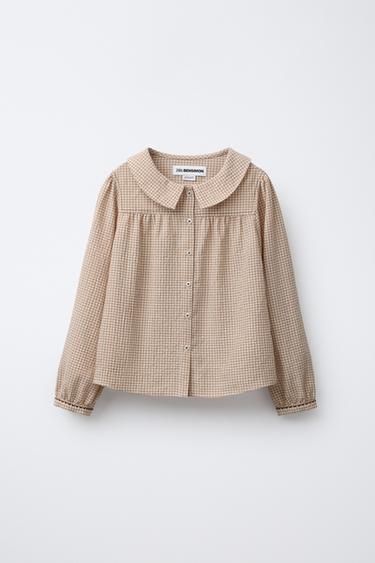 Zara Рубашка с большим отложным воротником и вышивкой BENSIMON ® X ZARA