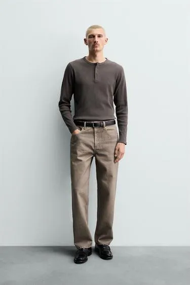 Футболка с воротником-стойкой из хлопка и конопли- Заказать в России