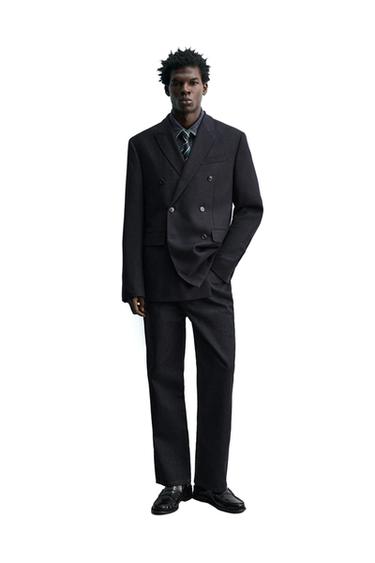 Zara Двубортный блейзер из 100% шерстяной фланели