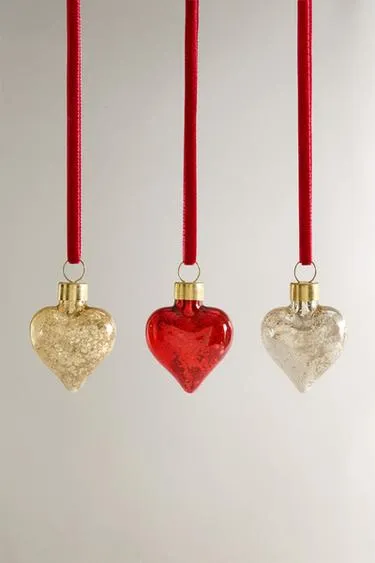 Набор миниатюрных украшений для ёлки в форме сердец (набор из 3 шт)- Заказать в России