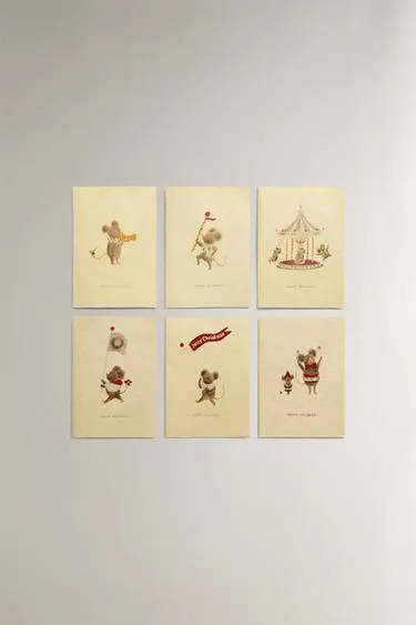 Набор рождественских открыток с мышками (набор из 6 штук)- Заказать в России