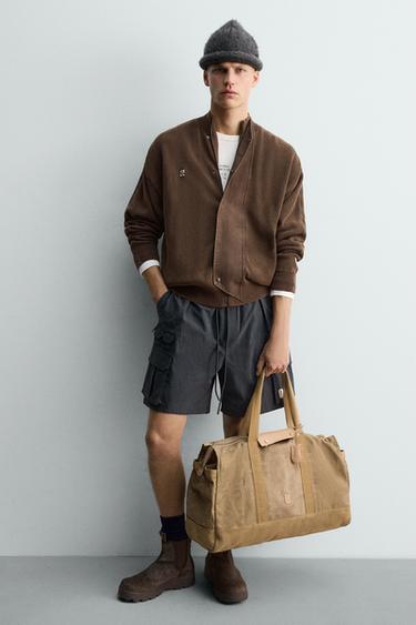 Zara Сумка-тоут из ткани с овечьей кожей купить с доставкой.