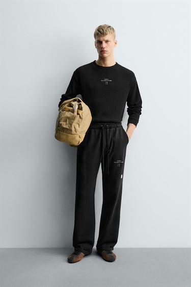 Zara Футболка с длинным рукавом из вафельного трикотажа