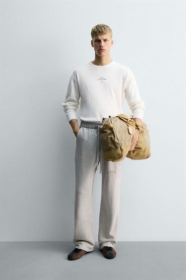 Zara Футболка с длинным рукавом из вафельного трикотажа