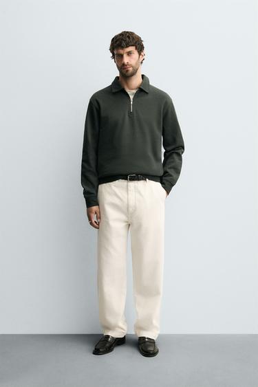 Zara Поло-свитшот с застежкой на молнию и воротником клиппа