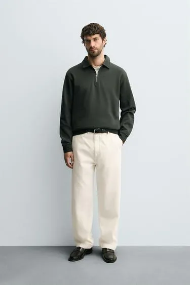 Поло-свитшот с застежкой на молнию и воротником клиппа