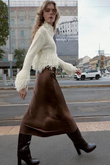 Zara Атласная юбка миди