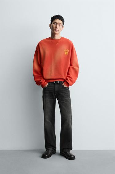 Zara Свитшот с нанесением текста в виде распыления