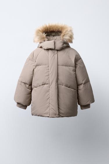 Zara Пуховик WATER REPELLENT с отстегивающимся меховым капюшоном купить с доставкой.