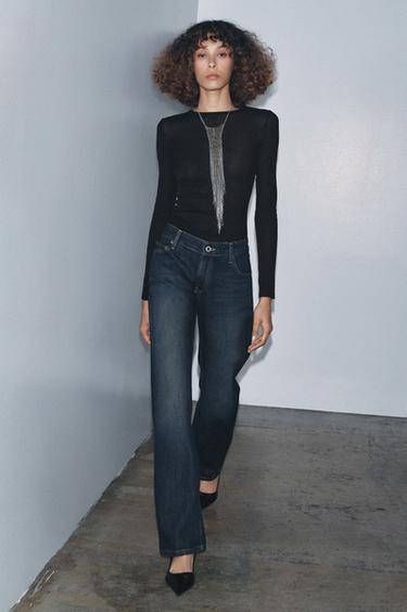 Zara Джинсы прямого кроя с низкой посадкой — ZW COLLECTION купить с доставкой.