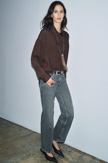 Zara Джинсы прямого кроя с низкой посадкой — ZW COLLECTION купить с доставкой.