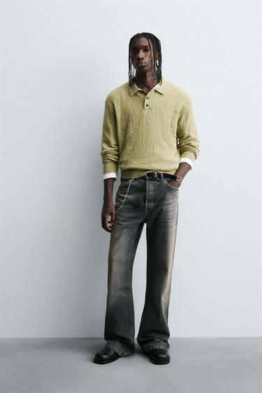 Zara Трикотажное поло с ажурным узором