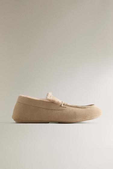 Zara Теплые кожаные мокасины