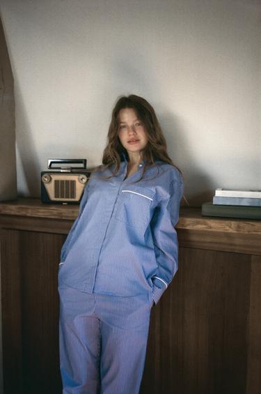 Zara Рубашка в пижамном стиле в контрастную полоску купить с доставкой.