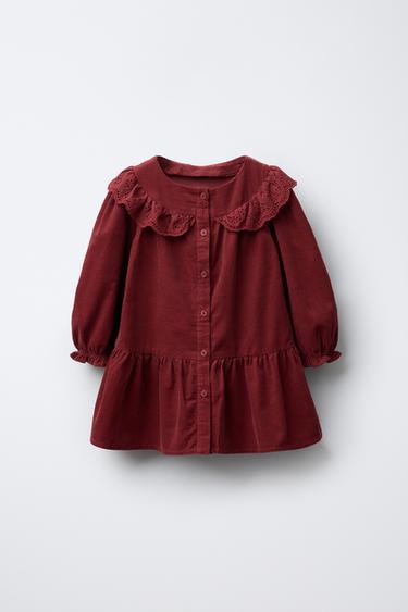 Zara Платье из микровельвета с воланами и вышивкой шиффли купить с доставкой.