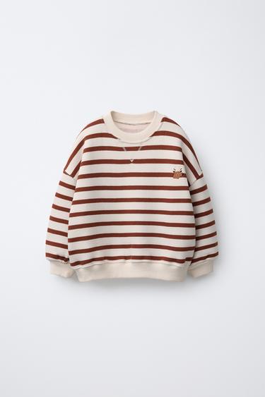 Zara Толстовка в полоску с вышитым медведем купить с доставкой.