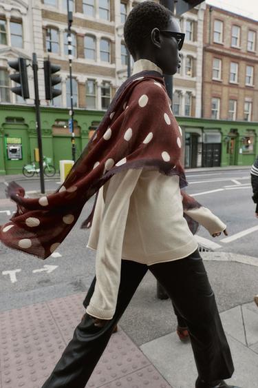 Zara Шарф с принтом в горошек