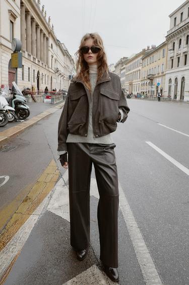 Zara Бомбер с жаккардовым узором в елочку