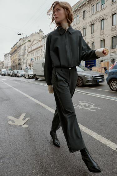 Zara Укороченный бомбер с тонкой полоской