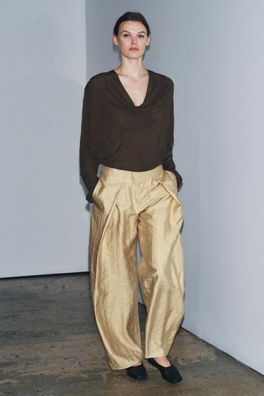 Zara Струящаяся блуза со сборками — ZW COLLECTION