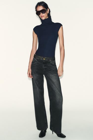 Zara Хлопковое боди с воротником-стойкой