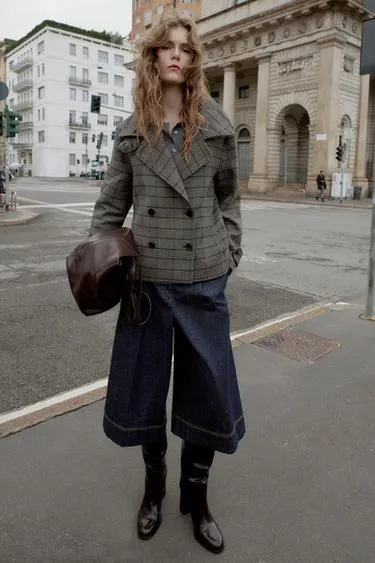 Двубортная куртка в клетку