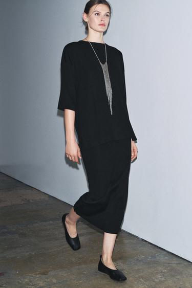 Zara Трикотажная юбка миди купить с доставкой.