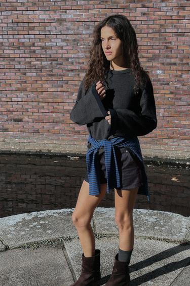 Zara Футболка оверсайз с длинными рукавами