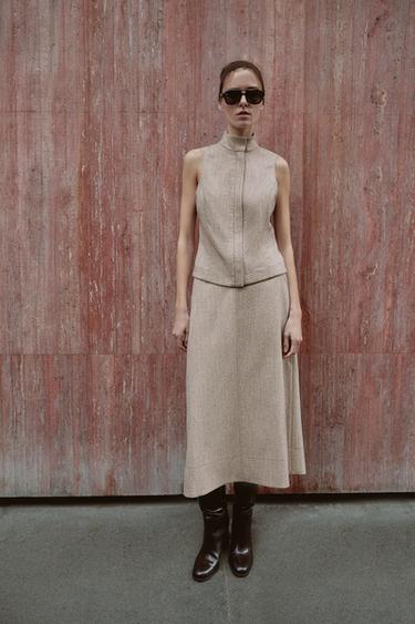 Zara Топ без рукавов с воротником-стойкой