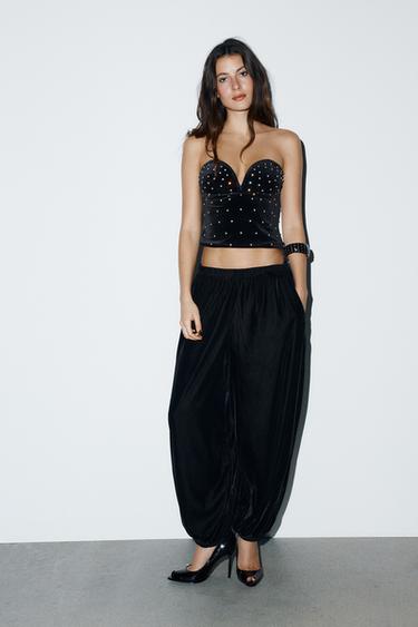 Zara Бархатный топ с блестками купить с доставкой.