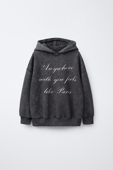 Zara Худи с выцветшим принтом слогана купить с доставкой.