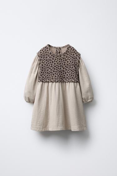 Zara Комбинированное платье с принтом