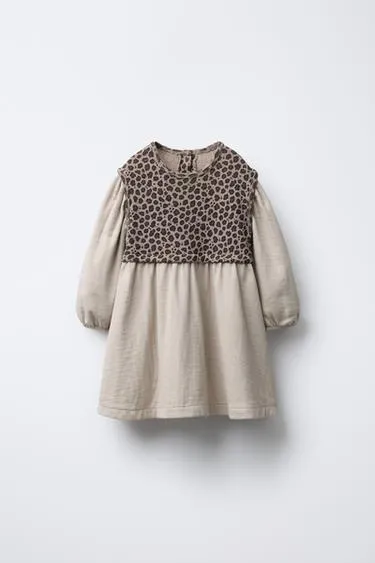 Комбинированное платье с принтом