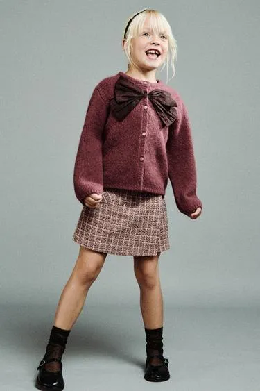 Кардиган с атласным бантом- Заказать в России