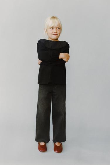 Zara Футболка с воротником питер пэн и вышивкой