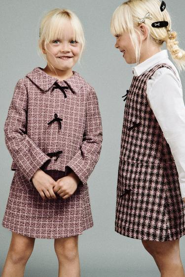 Zara Куртка из рельефной ткани в клетку с бархатными бантами