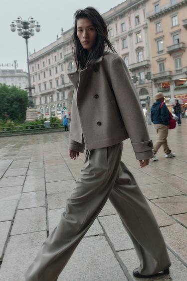 Zara Пальто с высоким воротником