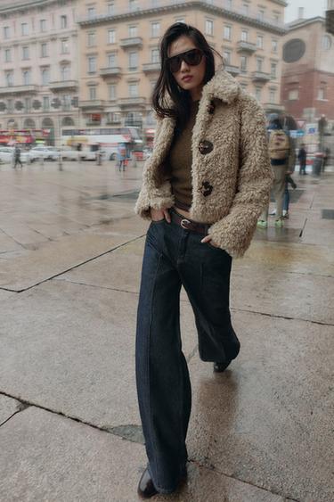 Zara Куртка из искусственного меха с застежками-тоггл