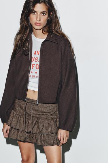 Zara Мягкий бомбер на молнии