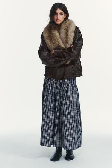 Zara Куртка из искусственной кожи со съемным воротником