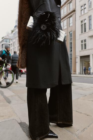 Zara Митенки из искусственного меха с декоративными камнями