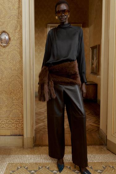 Zara Атласная блуза с пуговицами на плече купить с доставкой.