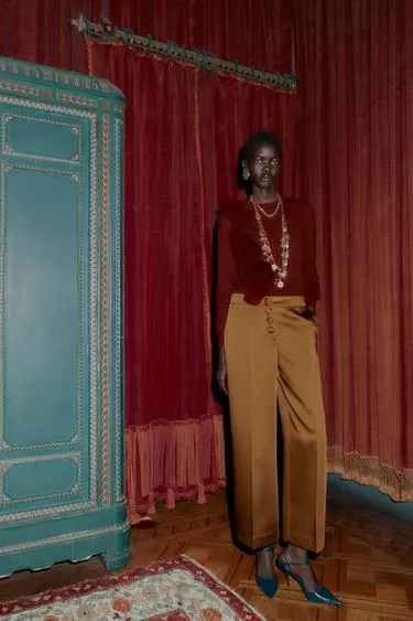 Атласные широкие брюки