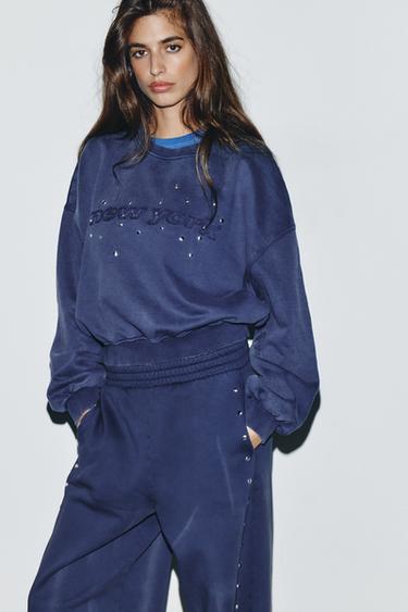 Zara Толстовка с эффектом потертости и заклепками