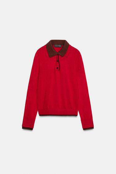 Zara Комбинированный свитер поло