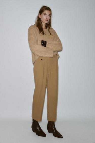 Zara Прямые брюки с линиями вытачек