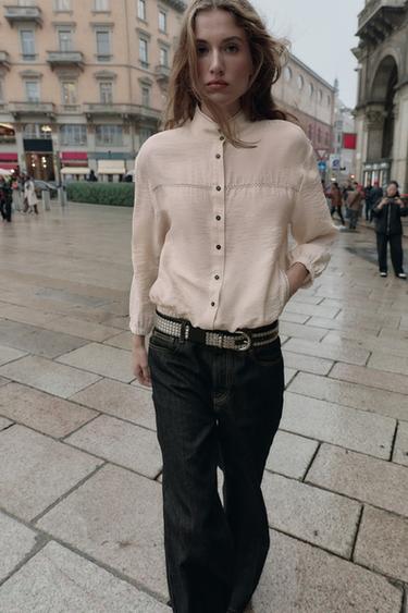 Zara Топ-баллон с контрастной отделкой купить с доставкой.