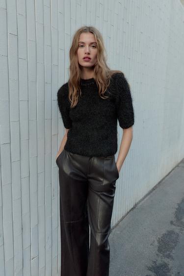 Zara Трикотажный топ со стразами