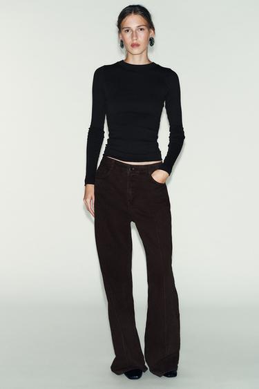 Zara Футболка в рубчик с длинными рукавами